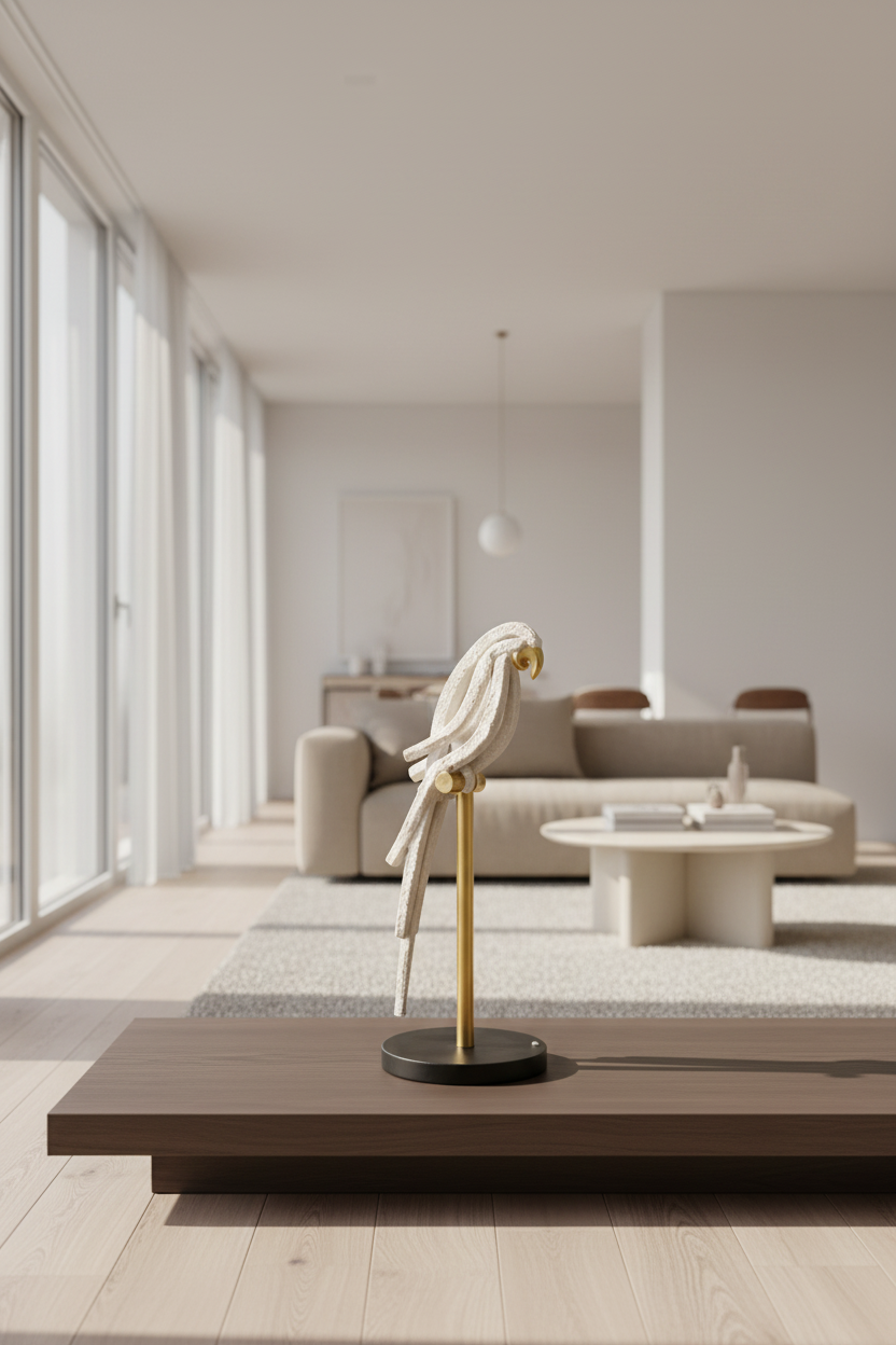 Beyaz Standlı Papağan – Dekoratif Art Object