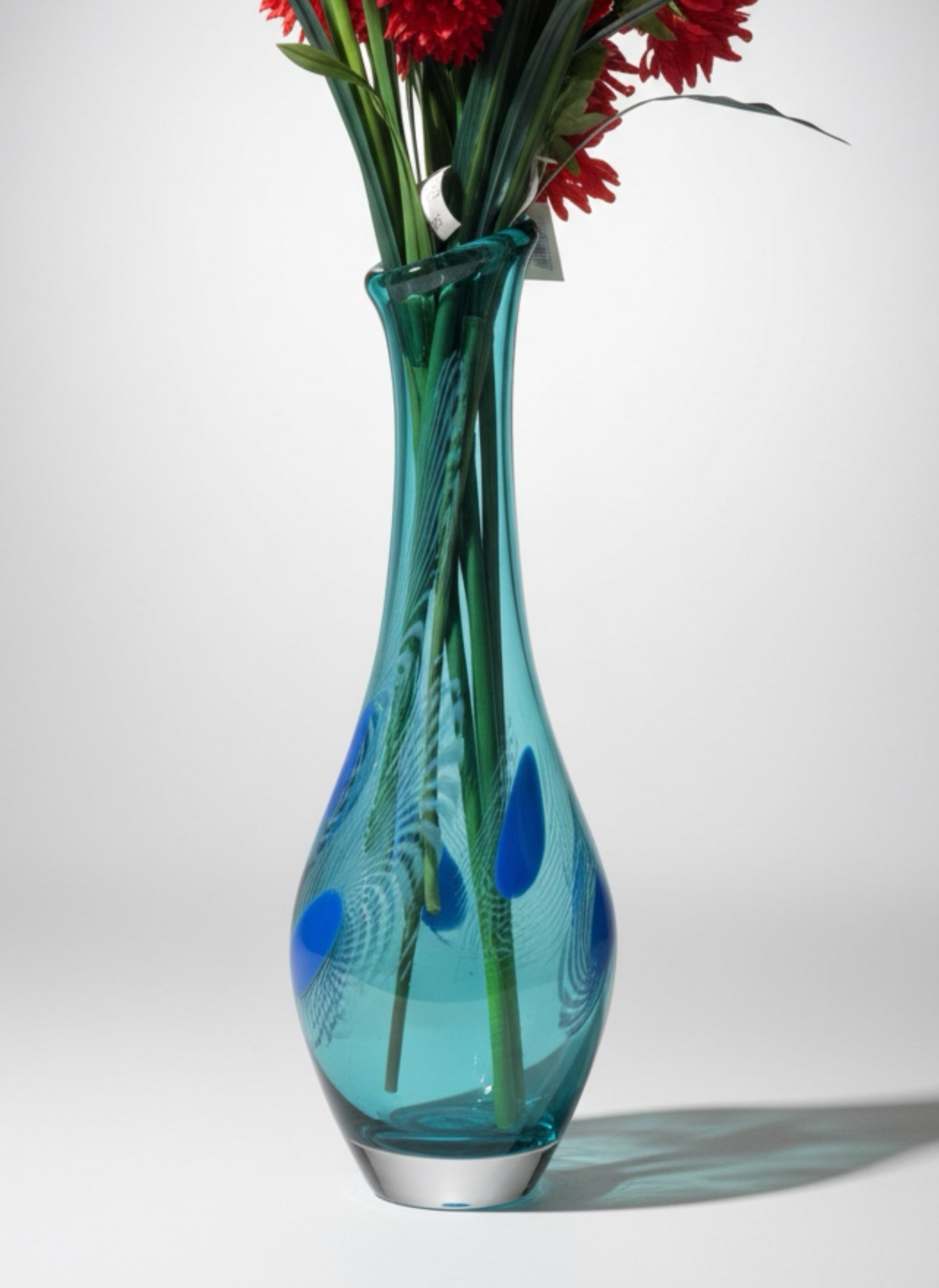 Yeşil Mavi Cam Uzun Vazo