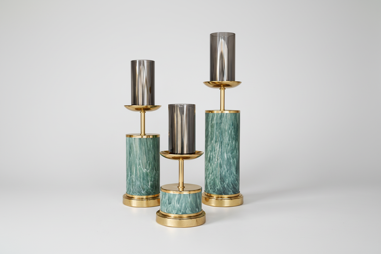 3’lü Yeşil Mumluk Seti