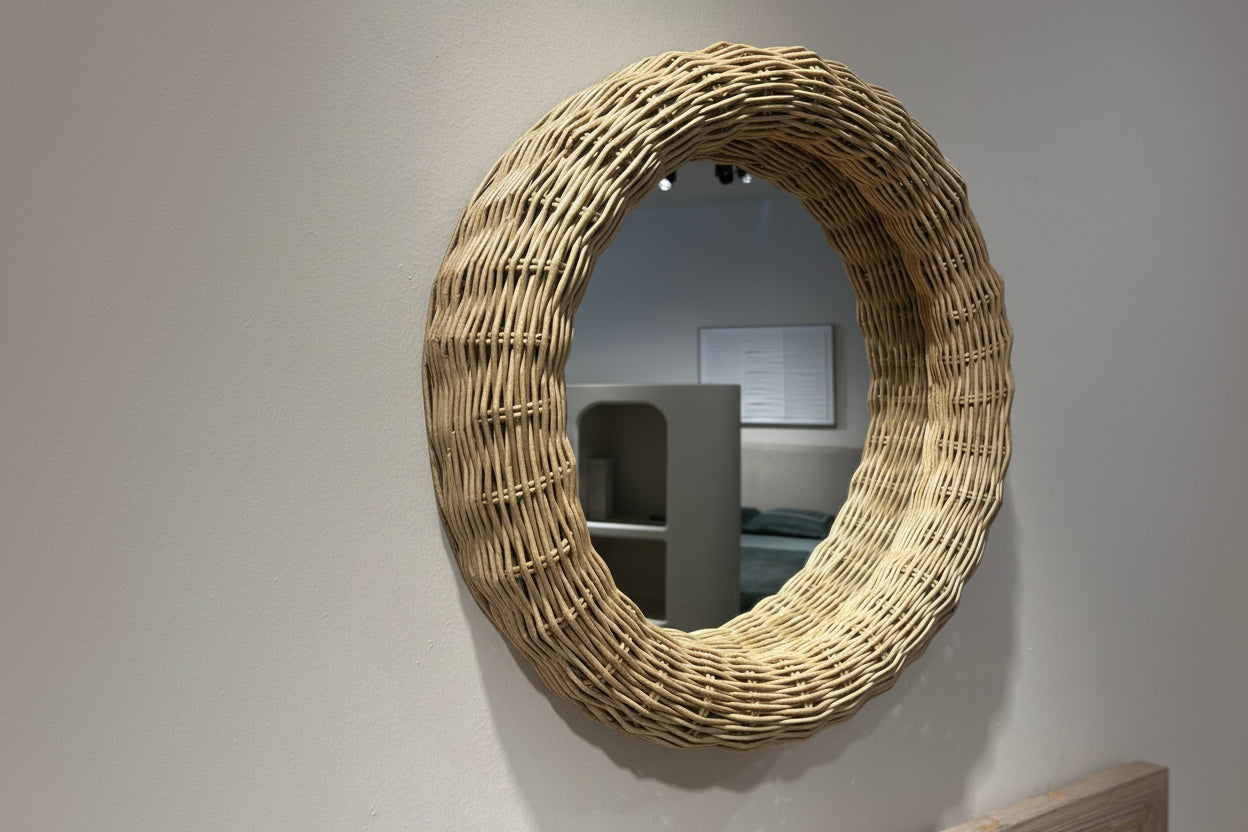 Doğal Hasır Çerçeveli Dekoratif Ayna